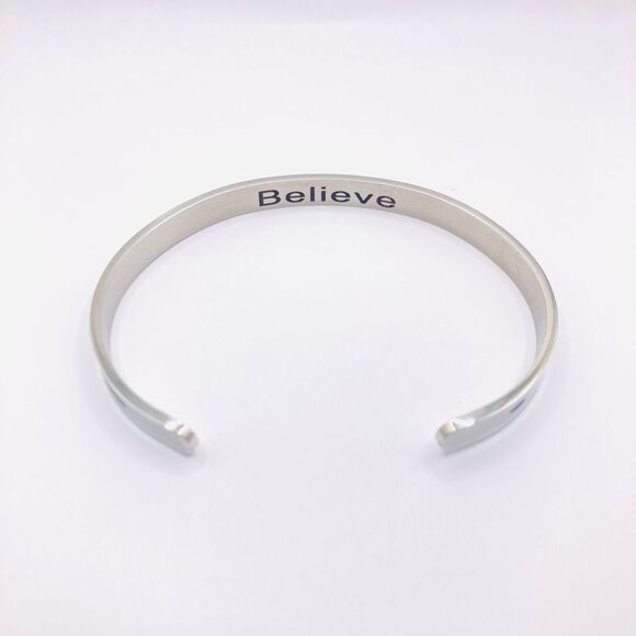 Minimalist Morse code believe message cuff bracelet - Picture 2 of 4